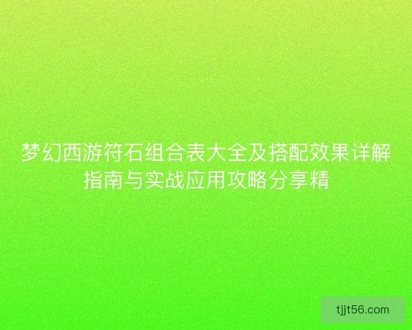 梦幻西游符石组合表大全及搭配效果详解指南与实战应用攻略分享精